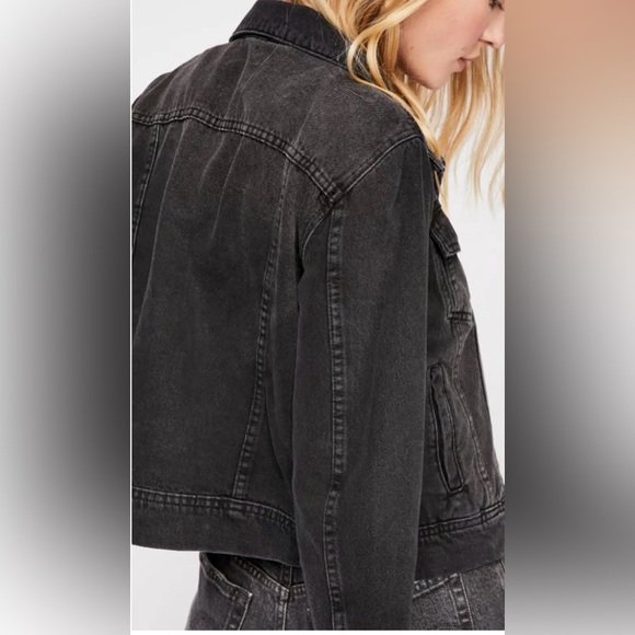 Free People Rumors Black Denim Jacket Size Large - Picture 3 of 9